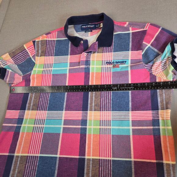 Polo Sport Ralph Lauren XXL Plaid Polo Shirt Slim Fit Multicolor - Picture 8 of 10